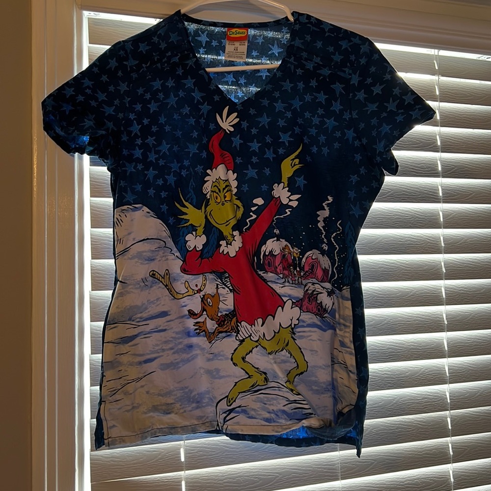 Grinch Scrub Top